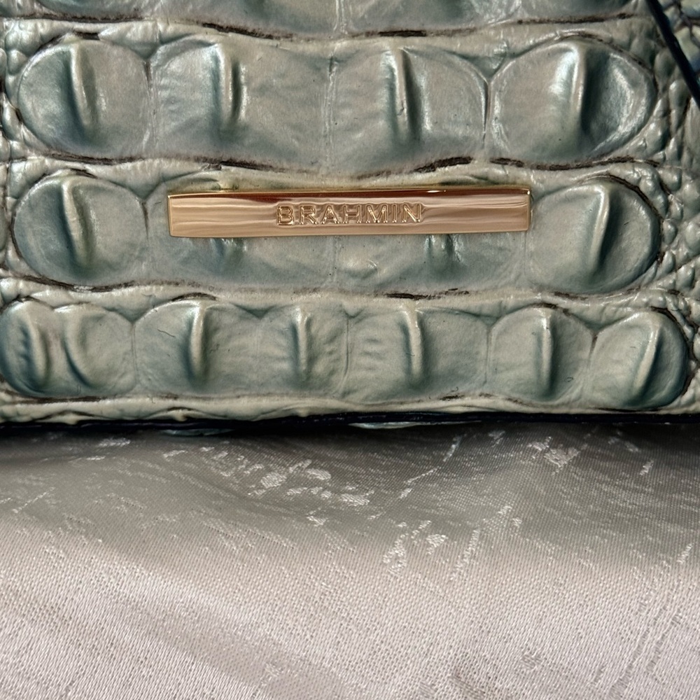 Brahmin Blue Katie Melbourne Teal Ombre Croc-Embossed Shoulder Bag - Picture 15 of 16